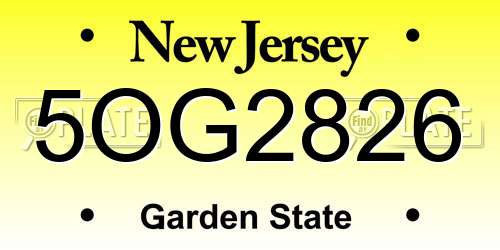 5OG2826 New Jersey License Plate