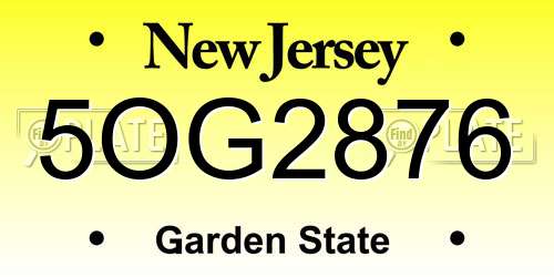 5OG2876 New Jersey License Plate