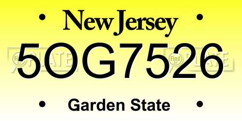 5OG7526 New Jersey License Plate
