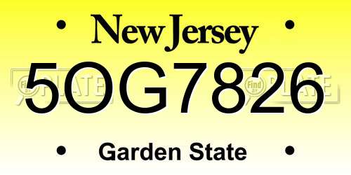 5OG7826 New Jersey License Plate