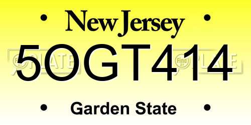 5OGT414 New Jersey License Plate