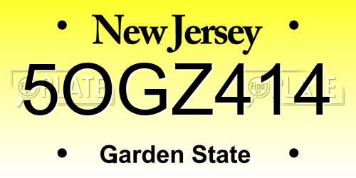 5OGZ414 New Jersey License Plate