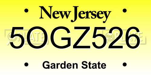 5OGZ526 New Jersey License Plate