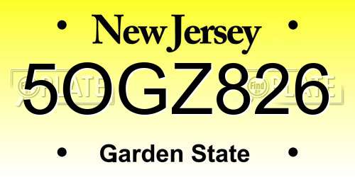 5OGZ826 New Jersey License Plate