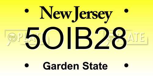 5OIB28 New Jersey License Plate