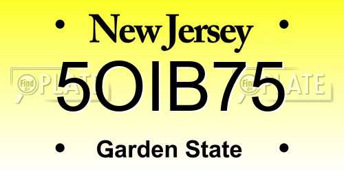 5OIB75 New Jersey License Plate