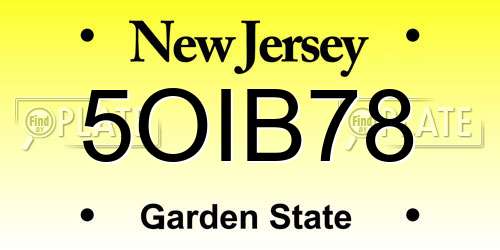 5OIB78 New Jersey License Plate
