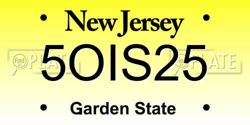 5OIS25 New Jersey License Plate
