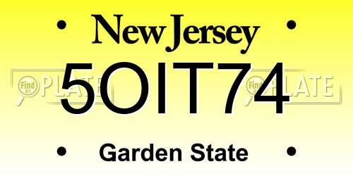 5OIT74 New Jersey License Plate