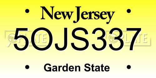 5OJS337 New Jersey License Plate