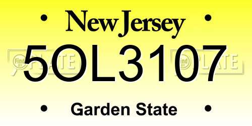 5OL3107 New Jersey License Plate