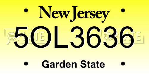 5OL3636 New Jersey License Plate