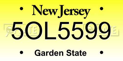 5OL5599 New Jersey License Plate