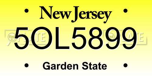 5OL5899 New Jersey License Plate