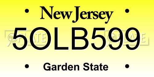 5OLB599 New Jersey License Plate