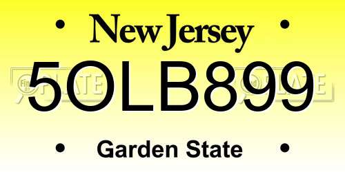 5OLB899 New Jersey License Plate