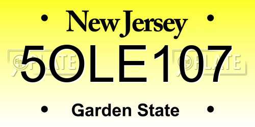 5OLE107 New Jersey License Plate