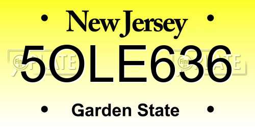 5OLE636 New Jersey License Plate