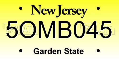 5OMB045 New Jersey License Plate