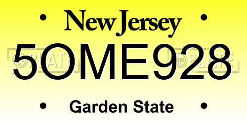 5OME928 New Jersey License Plate
