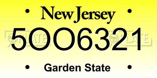 5OO6321 New Jersey License Plate