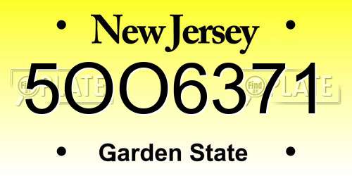 5OO6371 New Jersey License Plate