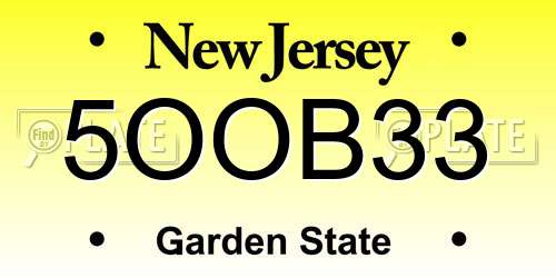 5OOB33 New Jersey License Plate