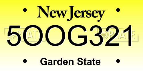 5OOG321 New Jersey License Plate