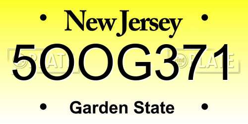 5OOG371 New Jersey License Plate