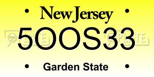 5OOS33 New Jersey License Plate