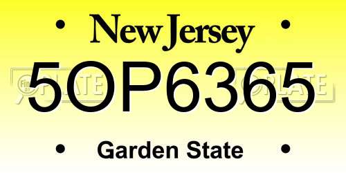 5OP6365 New Jersey License Plate