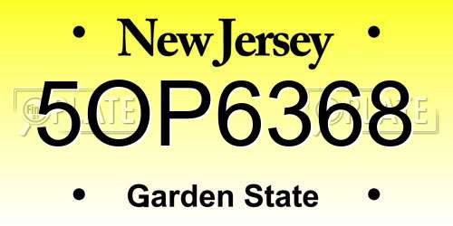 5OP6368 New Jersey License Plate