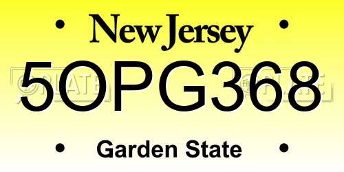5OPG368 New Jersey License Plate