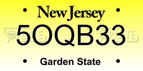 5OQB33 New Jersey License Plate