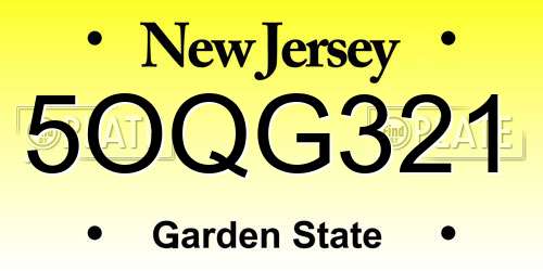 5OQG321 New Jersey License Plate