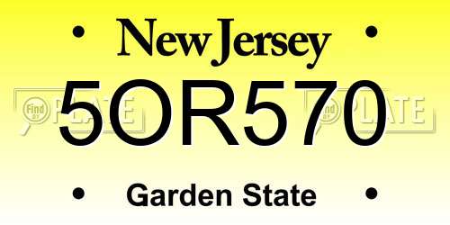 5OR570 New Jersey License Plate