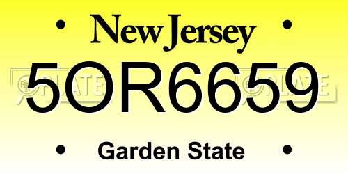 5OR6659 New Jersey License Plate