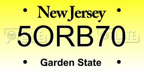 5ORB70 New Jersey License Plate