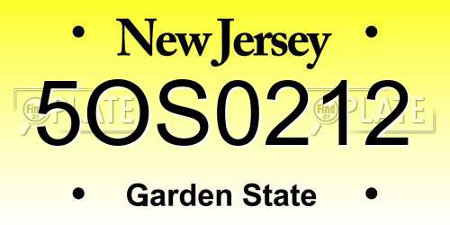5OS0212 New Jersey License Plate