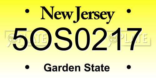 5OS0217 New Jersey License Plate