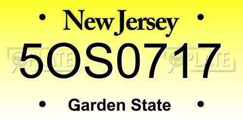 5OS0717 New Jersey License Plate
