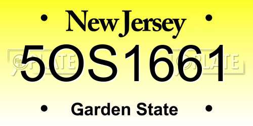 5OS1661 New Jersey License Plate