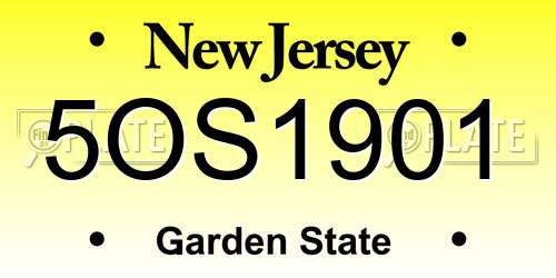 5OS1901 New Jersey License Plate