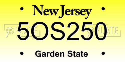 5OS250 New Jersey License Plate