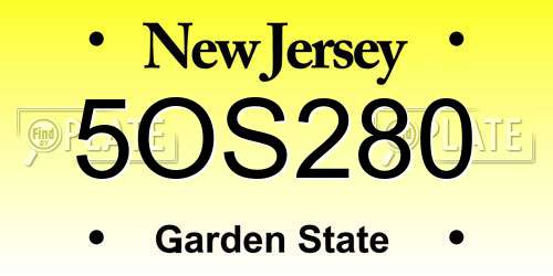 5OS280 New Jersey License Plate
