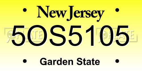 5OS5105 New Jersey License Plate