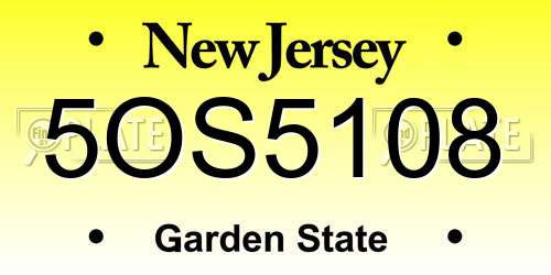 5OS5108 New Jersey License Plate