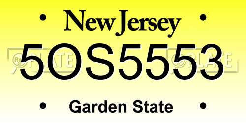 5OS5553 New Jersey License Plate