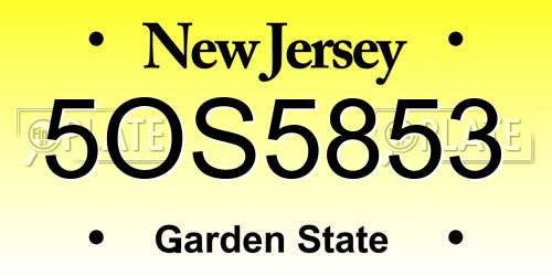 5OS5853 New Jersey License Plate