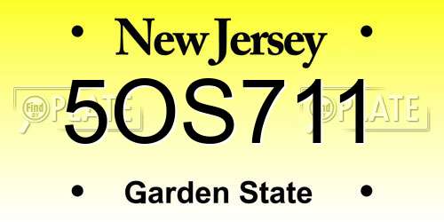 5OS711 New Jersey License Plate